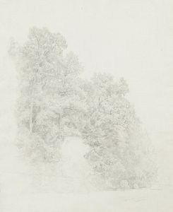 Bank of the Wissahickon, 1869 (grafit på cremevævet papir) af William Trost Richards